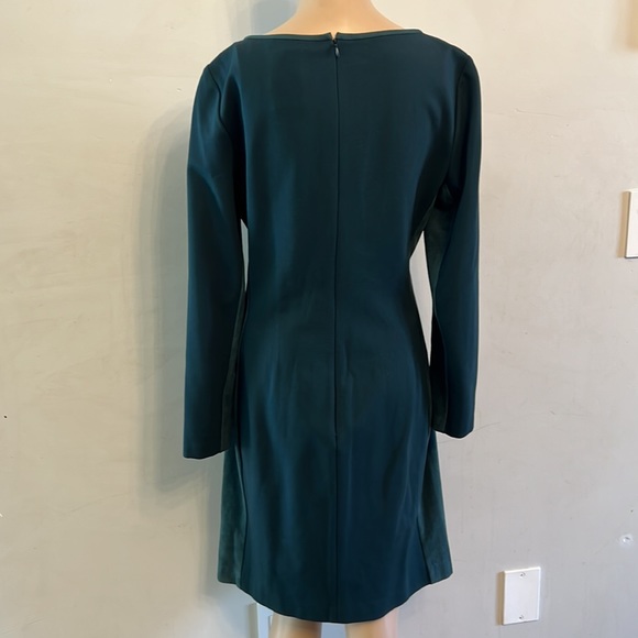 LAUREN Ralph Lauren Ruched Long Sleeve Sheath Dres size 8 Pine Green Faux Suede - Picture 5 of 8